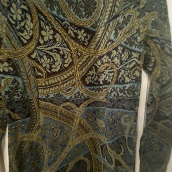 Peruvian Connection Kashmiri Pima Cotton Dress XSmall Black Turquoise Paisley - Picture 9 of 11